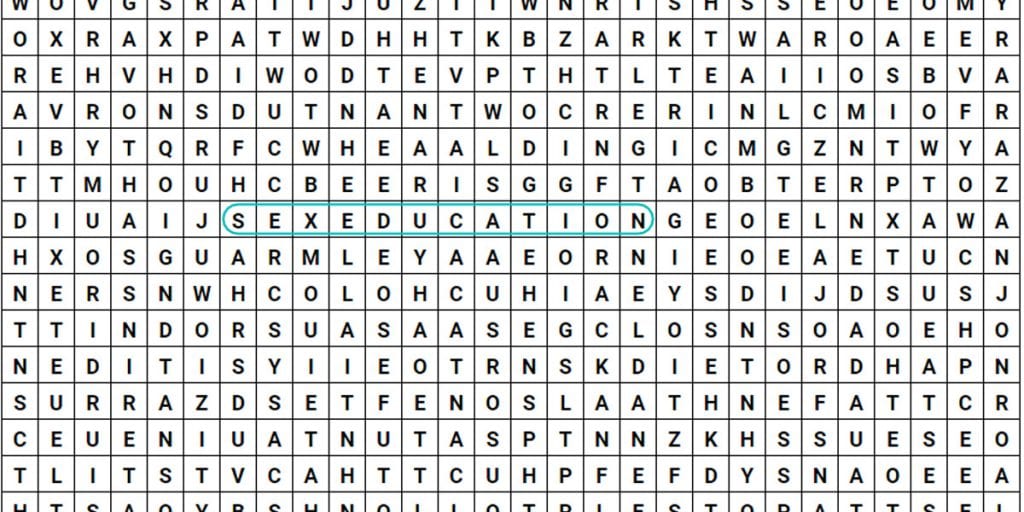 sex education wordsearch