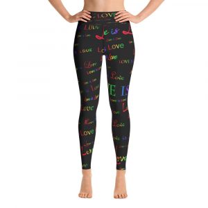 ladies black love is love yoga tights