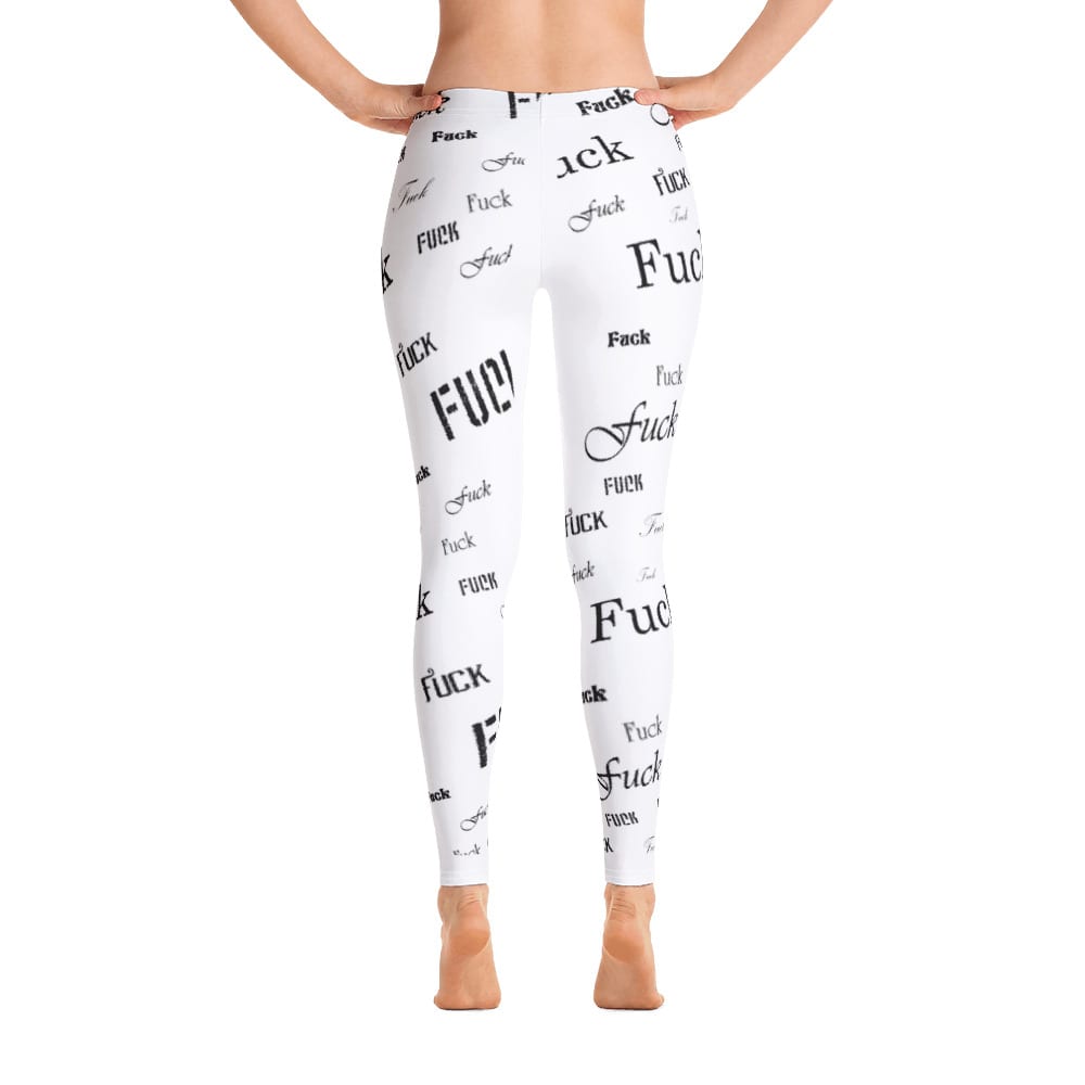 ladies white fuck leggings