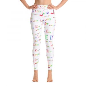 ladies white love is love yoga tights