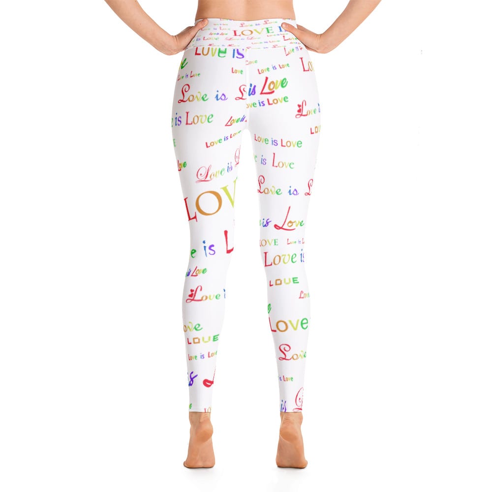 ladies white love is love yoga tights