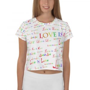 ladies white love is love crop top