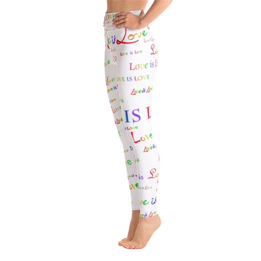 ladies white love is love yoga tights