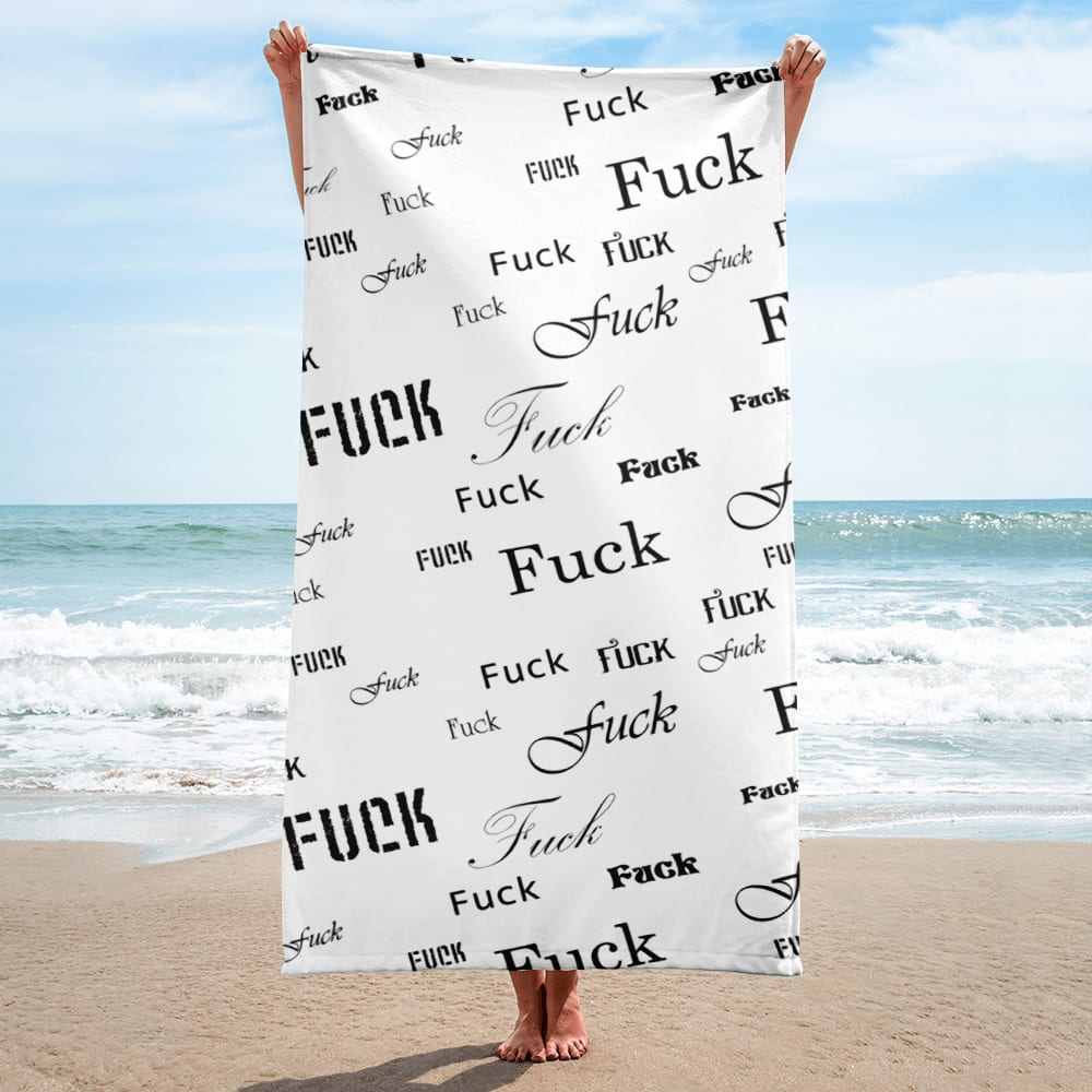 white fuck beach towel