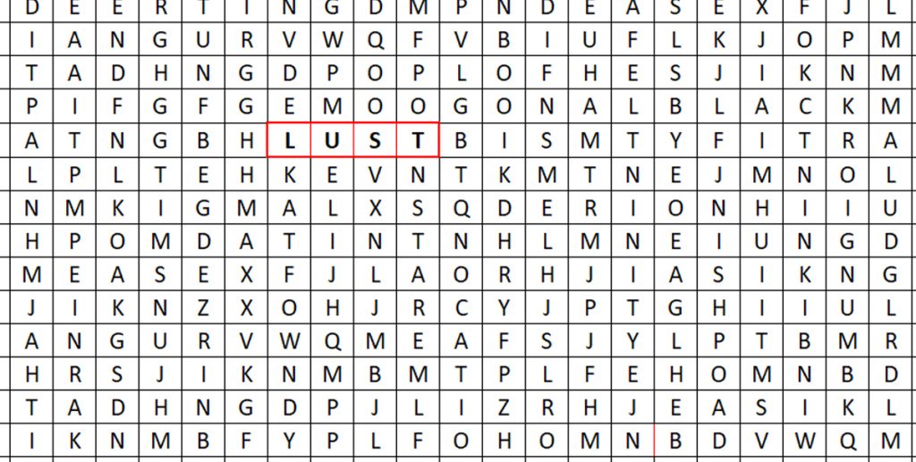 lust word search
