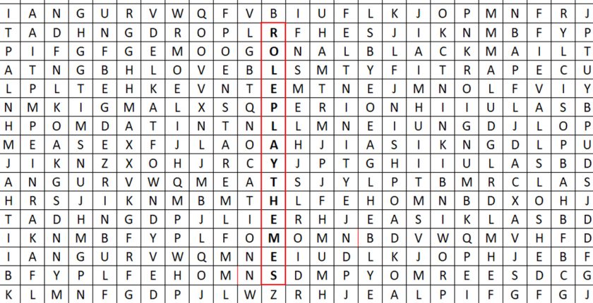 roleplay themes word search